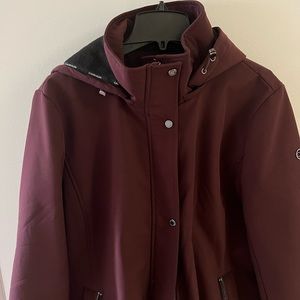 Calvin Klein women maroon trench with fleece lining XL